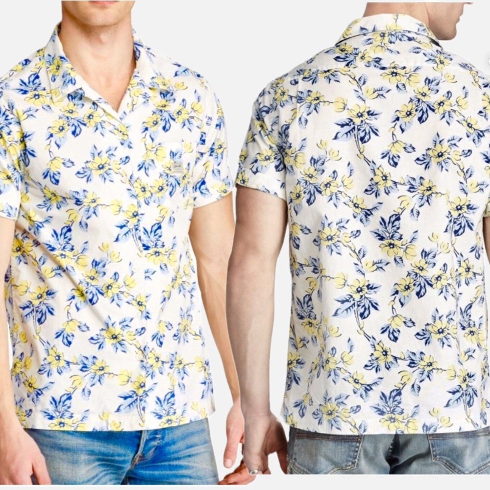 Denim & Supply Ralph Lauren Floral Shirt, NWT, size medium white, yellow & blue